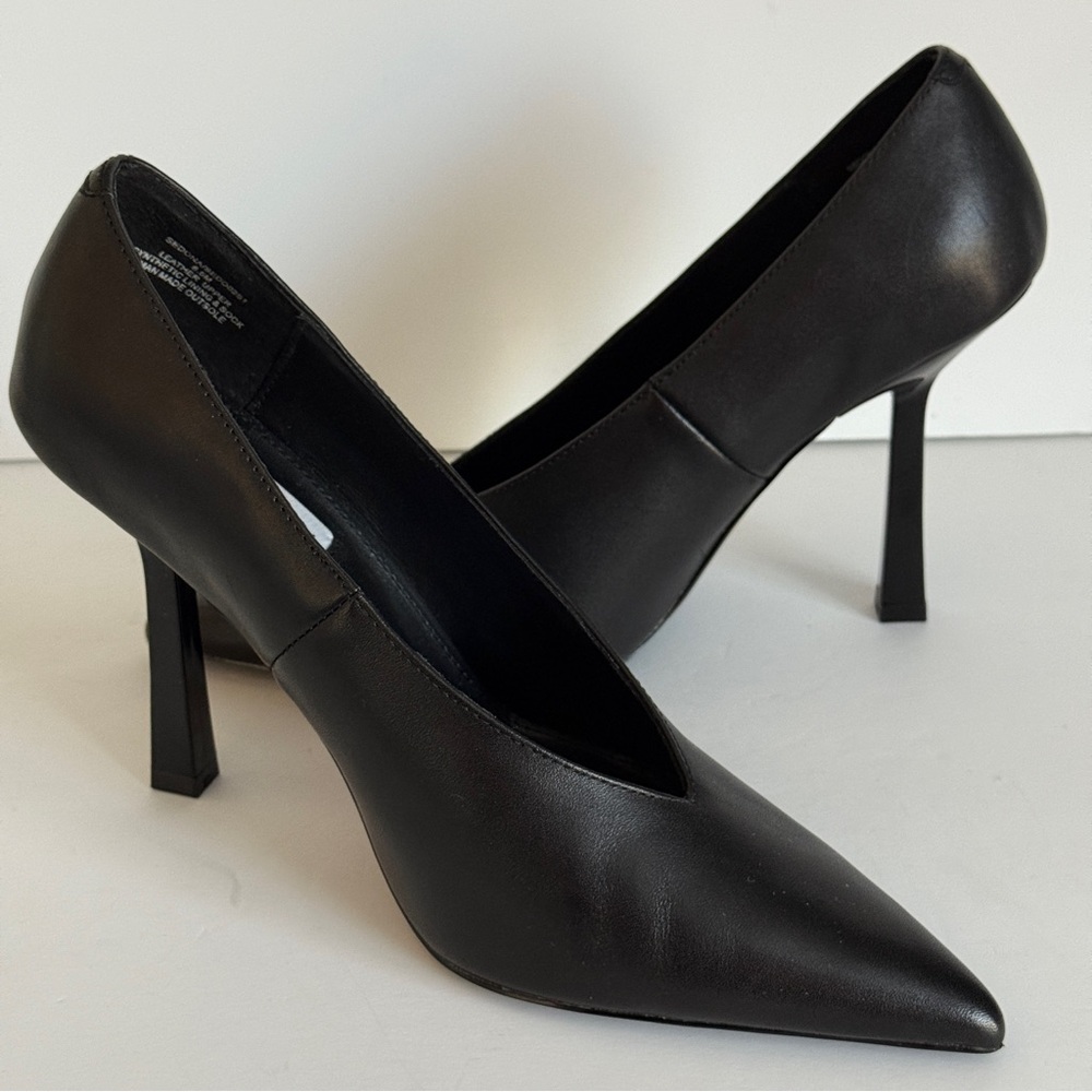 Steve Madden Sedona Stiletto Heel Pump Black Leather Size 8.5M - Picture 2 of 11